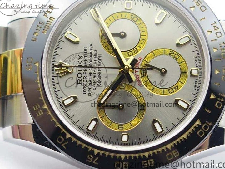 0402 WellDesigned Daytona SS YG Ceramic Bezel JH Best Edition Sliver Gray Dial On SS YG Bracelet A 3532